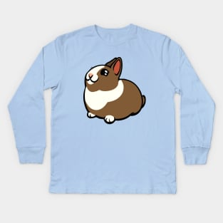 Brown and White Bunny Rabbit Coney Kids Long Sleeve T-Shirt